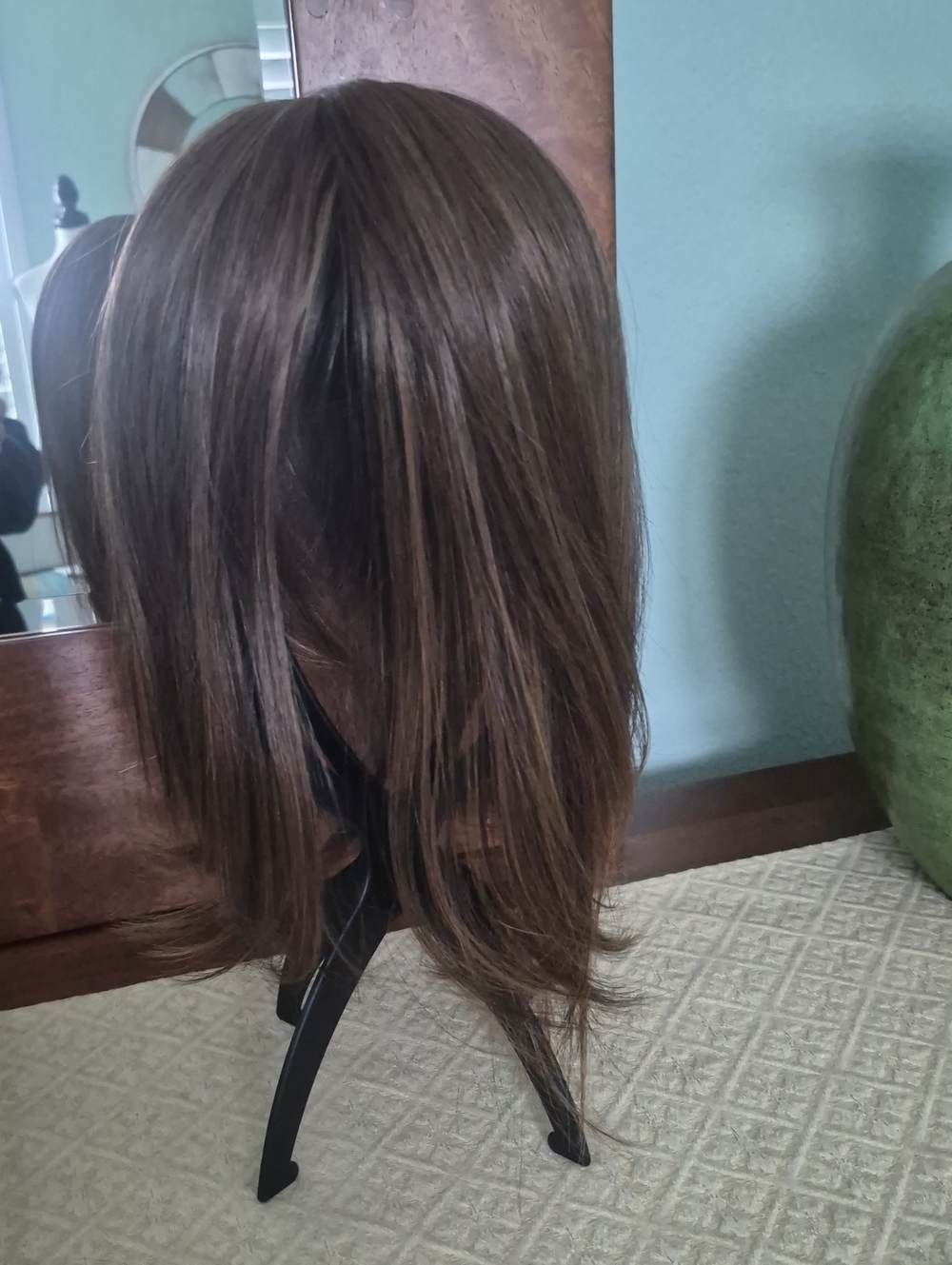 Sleek Straight Brown Synthetic Topper with Subtle Highlights